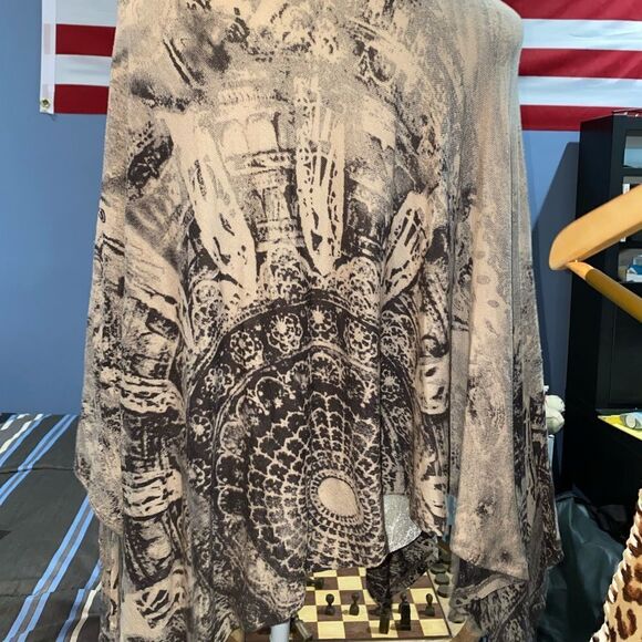 All Saints Long sleeve shirt poncho brown - Picture 2 of 6